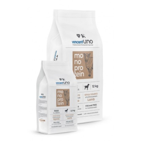 Hrana uscata - Vincent Uno Monoprotein Lamb – Hrana uscata caini adulti, miel, 12kg