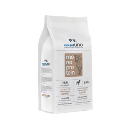 Hrana uscata - Vincent Uno Monoprotein Lamb – Hrana uscata caini adulti, miel, 2.5kg