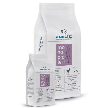 Hrana uscata - Vincent Uno Monoprotein Tuna  Hrana uscata caini adulti - Ton, 12kg