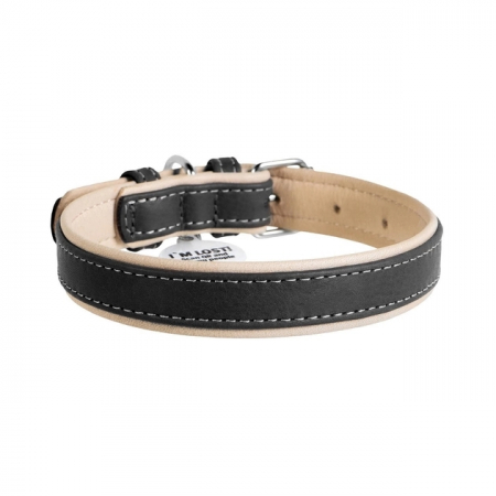 Waudog Soft, Zgarda, M, caini din piele, cu QRPasaport, neagra [1]
