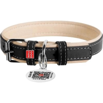 Waudog Soft, Zgarda, XXL, caini, din piele, cu QRPasaport, neagra [1]