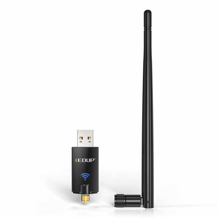 Adaptor dual USB EDUP, WiFi 6 si Bluetooth 5.3, Compatibil cu Windows 10 11, Banda duala 2.4G 5Ghz, IEEE 802.11ax 900Mbps, Antena de 5dBi