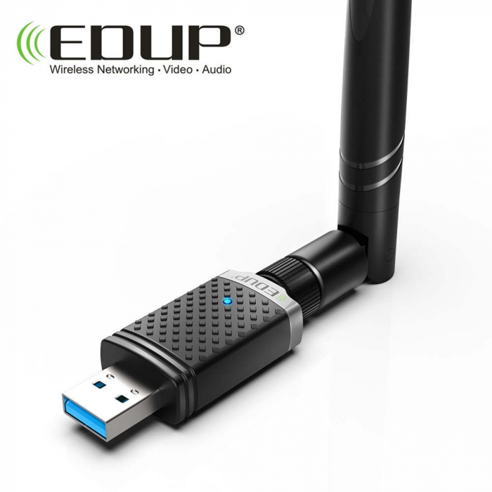 Adaptor Placa Retea Wireless EDUP, model EP-AC1686, AC 1300Mbps, USB 3.0, Dual Band 5Ghz  2,4Ghz, 802.11ac, antena externa 5 dBi