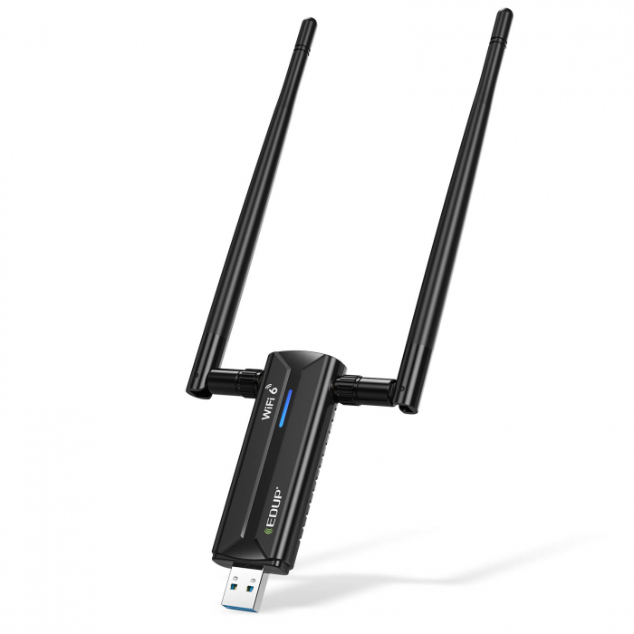 Adaptor USB Wi-Fi 6E EDUP, plug & play, tri-band, compatibil Win 11, MU-MIMO, OFDMA, 5400Mbps, negru [6]