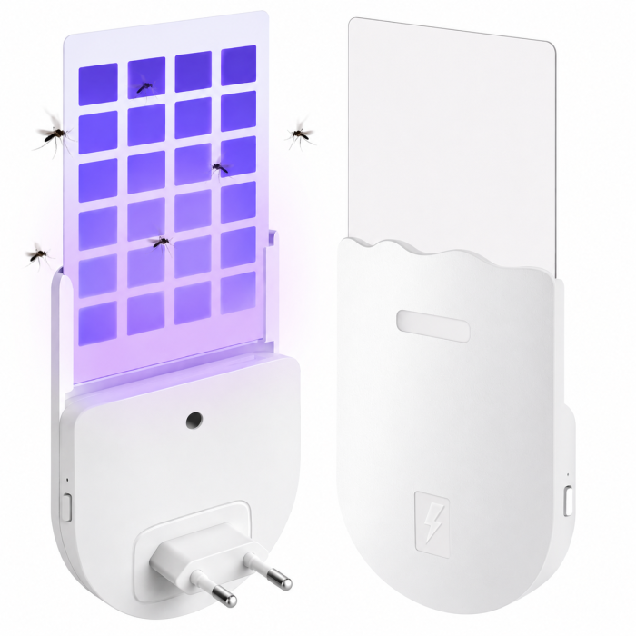 Capcană Electrică pentru Insecte cu Lumină UV și Card Adeziv, 2 Moduri de Iluminare, Fără Substanțe Chimice, Silențioasă, pentru Dormitor, Camera Copiilor și Locuință [2]