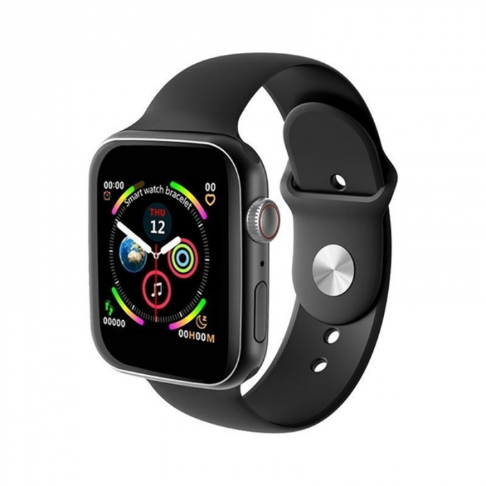 Ceas inteligent IWO W26+, 1.75 inch , M Active App, Monitorizare cardiaca , Temperatura , Nivel oxigen , Bluetooth 4.2, Culoare negru , Chipset MTK 2502D [2]