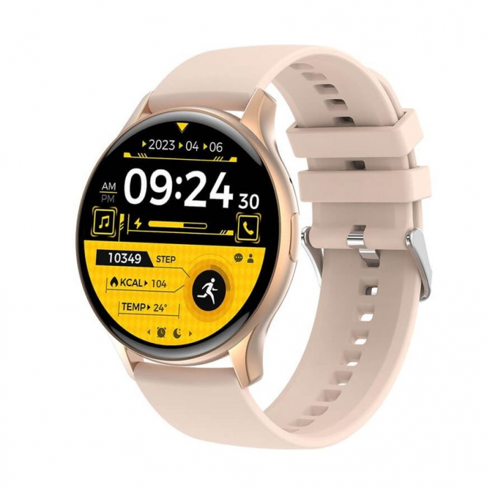 Ceas smartwatch Valdus, model HK 89, AMOLED, 46 mm, NFC, apel BT, monitorizare somn, activitati sportive, asistent vocal, roz