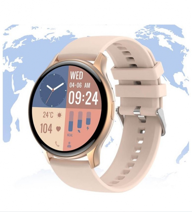 Ceas smartwatch Valdus, model HK 89, AMOLED, 46 mm, NFC, apel BT, monitorizare somn, activitati sportive, asistent vocal, roz [2]