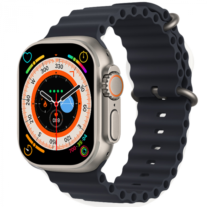 Ceas smartwatch Valdus, model HK8 Ultra Pro, Amoled, 2.12 inch, E-wallet, Apel vocal Bluetooth, Meniu in limba romana, Notificari Apeluri Sms Social Media, Monitorizare activitati fizice, somn, ritm