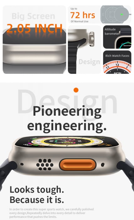 Ceas smartwatch Valdus, model HW8 Ultra Max, 2.05 inch, E-wallet, Apel vocal Bluetooth, Meniu in limba romana, Notificari Apeluri/Sms/Social Media, Monitorizare activitati fizice, somn, ritm cardiac, [5]