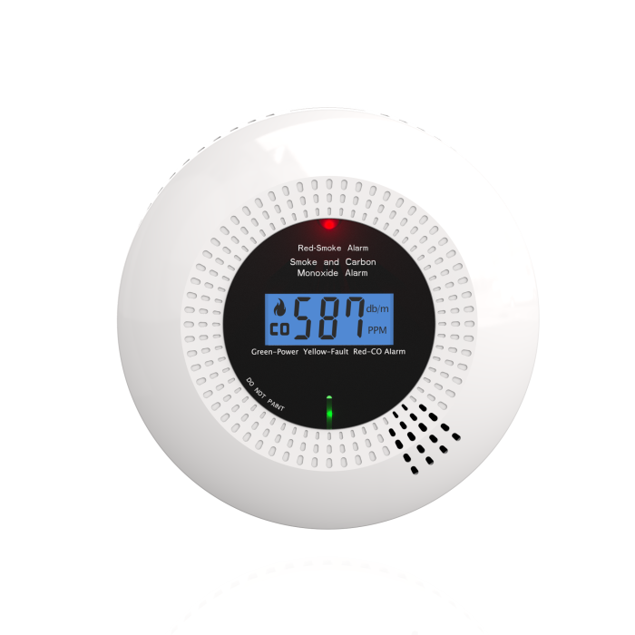 Detector inteligent de fum si monoxid de carbon CO + Wi-Fi 2.4 GHz, cu garanție de 10 ani  — Aplicație Tuya, Afișaj LED, ABS [2]