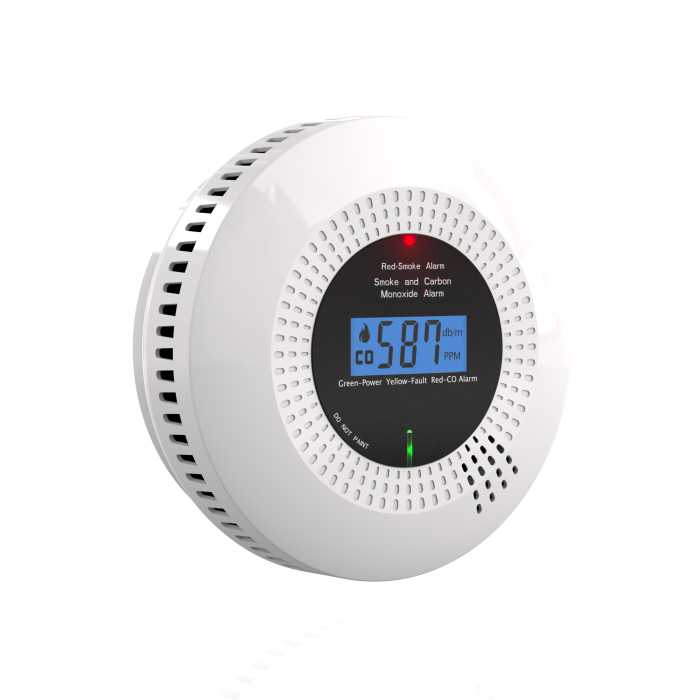 Detector de fum si monoxid de carbon CO FRAMMINO  ,  Wi-Fi ,  TuyaSmart SmartLife App, LED Display, Alb