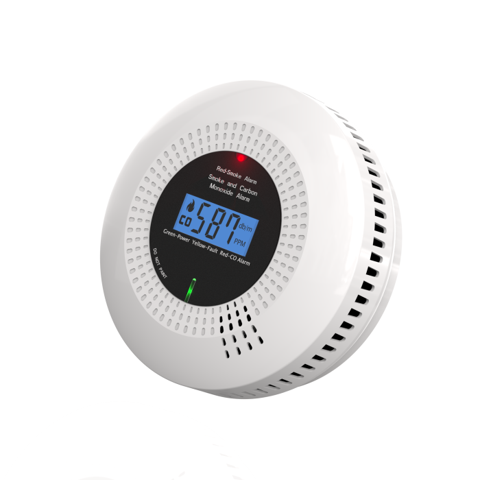 Detector inteligent de fum si monoxid de carbon CO + Wi-Fi 2.4 GHz, cu garanție de 10 ani  — Aplicație Tuya, Afișaj LED, ABS [3]
