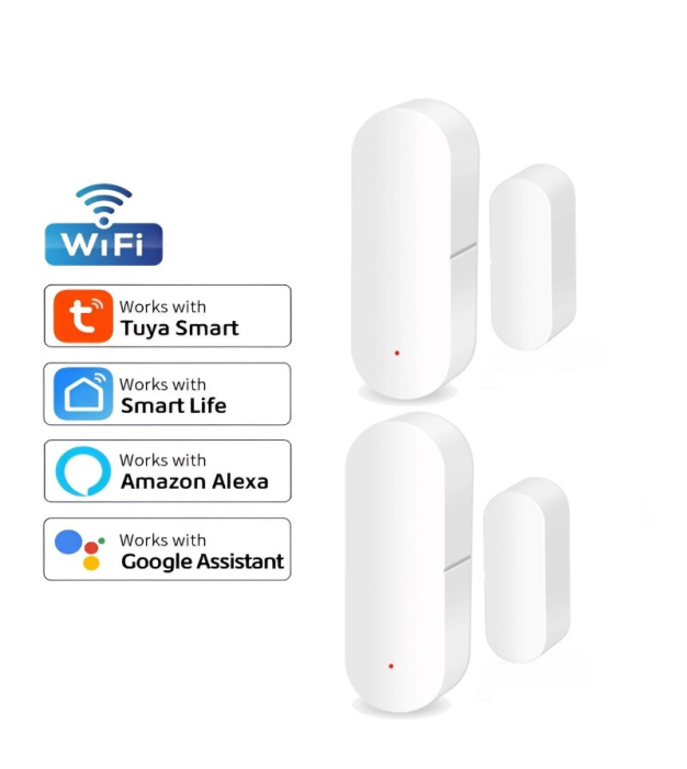 Pachet 2 Senzori magnetici Wireless de usa/fereastra, Tuya Smart SmartLife App, compatibil Alexa si Google Assistant, alb - [1]