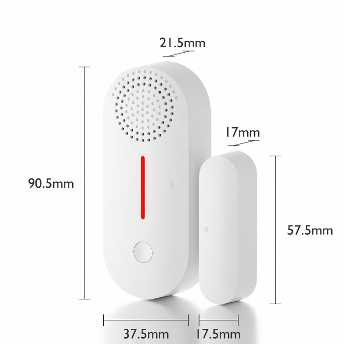 Senzor magnetic Wireless de usa/fereastra , alarma acustica si luminoasa , notificari pe telefon , compatibil Tuya Smart / SmartLife , alb [2]