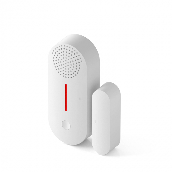 Senzor magnetic Wireless de usa fereastra , alarma acustica si luminoasa , notificari pe telefon , compatibil Tuya Smart   SmartLife , alb