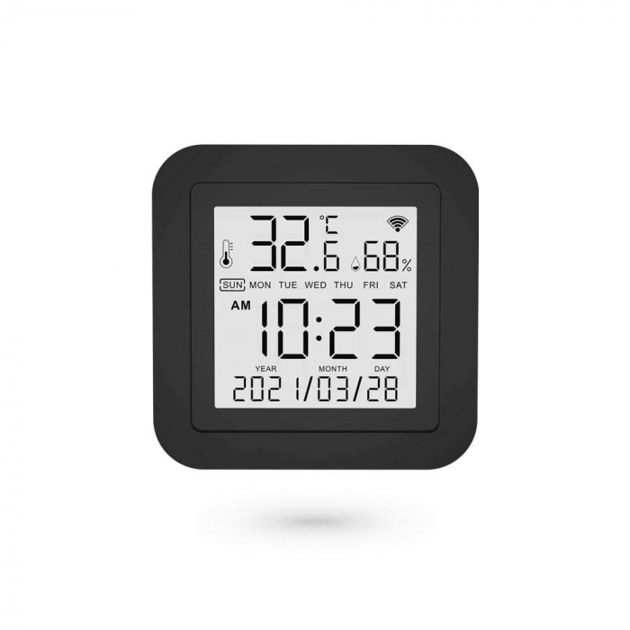 Telecomanda universala inteligenta PST, WiFi + IR, cu senzori de temperatura si umiditate, Tuya Smart  Smart Life App, compatibil Alexa si Google Assistant, neagra