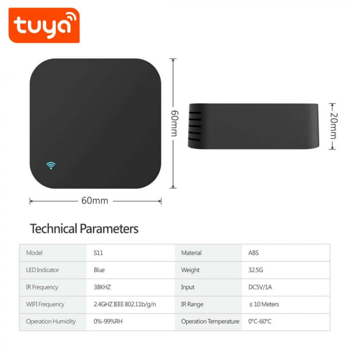 Telecomanda universala inteligenta FRAMMINO®, WiFi + IR + RF, Tuya Smart /Smart Life App, compatibil Alexa si Google Assistant, IFTTT, neagra [4]