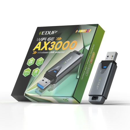 Adaptor USB Wi-Fi 6 EDUP, Tri Band 2.4/5GHz/6GHz, USB 3.0, AX3000, OFDMA, MU-MIMO [2]