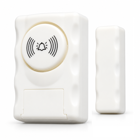 Senzori RF WiFi - Alarmă magnetică pentru uși și ferestre, 105 dB, cu baterii, montaj adeziv, comutator ON/OFF, alb
