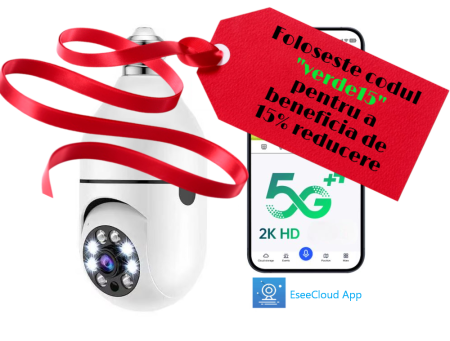Cameră tip bec 3MP Full HD, Wi-Fi dual 2.4/5GHz, AI Smart