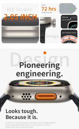 Ceas smartwatch Valdus, model HW8 Ultra Max, 2.05 inch, E-wallet, Apel vocal Bluetooth, Meniu in limba romana, Notificari Apeluri/Sms/Social Media, Monitorizare activitati fizice, somn, ritm cardiac, [4]