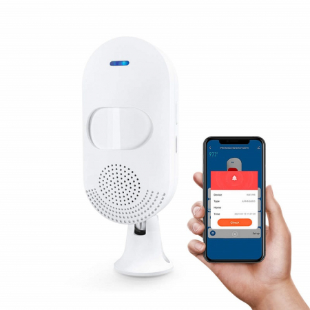 Detector de miscare PIR inteligent FRAMMINO®, Wireless, Tuya Smart App, cu alarma acustica si luminoasa [3]