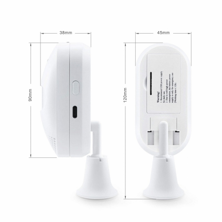 Detector de miscare PIR inteligent FRAMMINO®, Wireless, Tuya Smart App, cu alarma acustica si luminoasa [4]