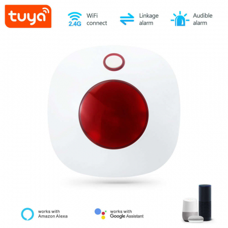 Hub/Sirena smart PST, compatibil TuyaSmart/Smart Life App, cu sirena acustica si luminoasa, WiFi 2,4 GHz si 433MHz [1]