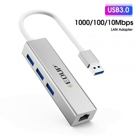 Hub USB  EDUP , 4-in-1 , USB 3.0 , 10/100/1000 Mbps Gigabit Ethernet [1]