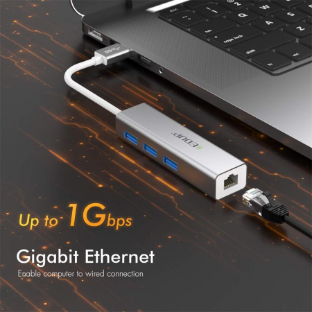 Hub USB  EDUP , 4-in-1 , USB 3.0 , 10/100/1000 Mbps Gigabit Ethernet [3]