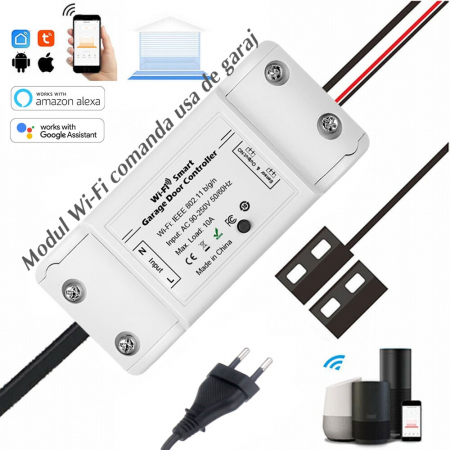 Modul Wi-Fi FRAMMINO® pentru Automatizarea Ușii de Garaj – Control prin Tuya, Alexa și Google Assistant