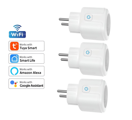 Senzori smart - Priză Inteligentă Wi-Fi FRAMMINO®, 16A, Compatibilă cu Alexa & Google Assistant, Control prin Aplicația TuyaSmart/SmartLife, Temporizator și Monitorizare Energie