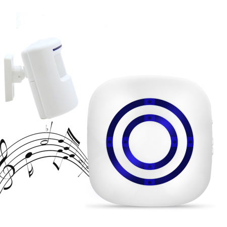 Senzori RF WiFi - Sonerie Wireless cu Senzor de Mișcare, 38 Tonuri, LED Alertă, Volum Reglabil, Rază 50 m, 433 MHz, Alb