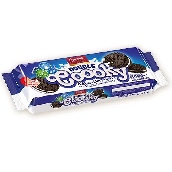 Dulciuri fără gluten - Biscuiti vegani fara gluten si fara lactoza cu cacao si crema de vanilie Coppenrath 300g