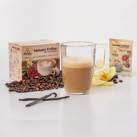 Cafea cu ganodermă - Cafea mix cu stevie vanilie și ganoderma  10 plicuri