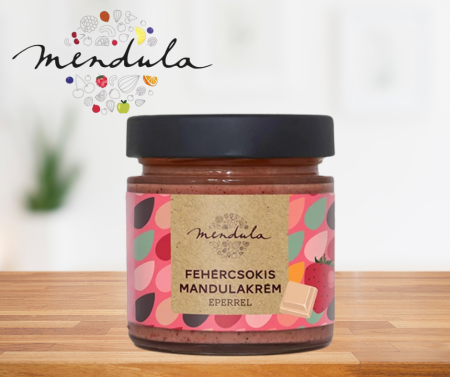 Alimente de bază - Cremă de migdale cu ciocolată albă și căpșuni – 180g
