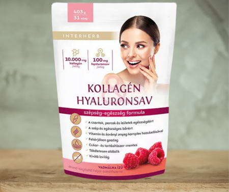 Interherb colagen - Pulbere Instant de Colagen și Acid Hialuronic cu Gust de Zmeură - Interherb