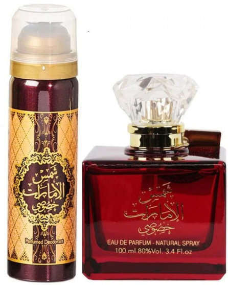 Shams Al Emarat Khususi Parfum femei original arabesc 100ml + Deo - 50ml set [3]