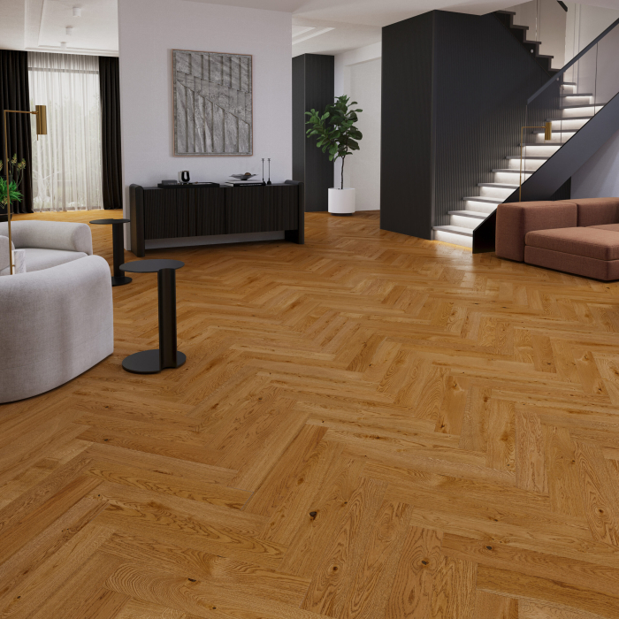 Parchet triplu stratificat Stejar Brown Sugar Herringbone 110 Barlinek [2]