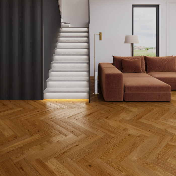 Parchet triplu stratificat Stejar Brown Sugar Herringbone 110 Barlinek [4]