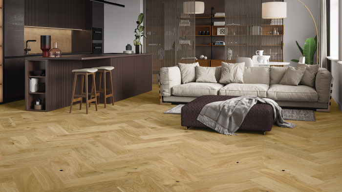 Parchet triplu stratificat Stejar Herringbone Carmel 180/A 180mm x 0.725m x 14mm [2]