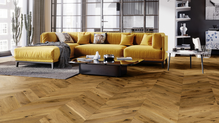Parchet triplu stratificat Stejar Mainland Chevron 130mm x 0.725m x 14mm [2]