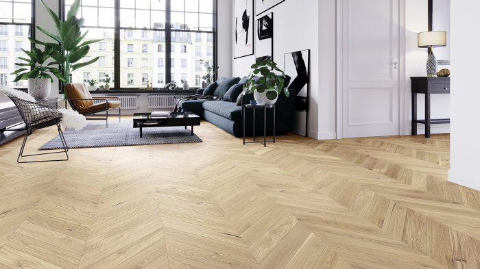 Parchet triplu stratificat Stejar Salt Chevron 130mm x 0.725m x 14mm [2]