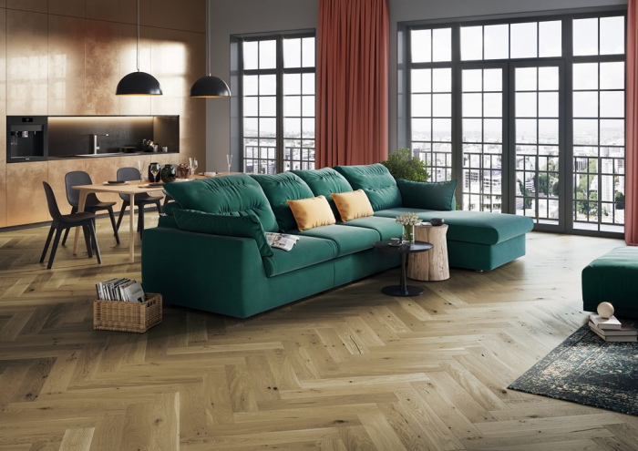 Parchet triplu stratificat Stejar Toffee Herringbone 5G 130mm x 0.725m x 14mm [2]