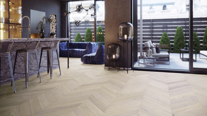 Parchet triplu stratificat Stejar Trivor Chevron 130mm x 0.725m x 14mm [2]