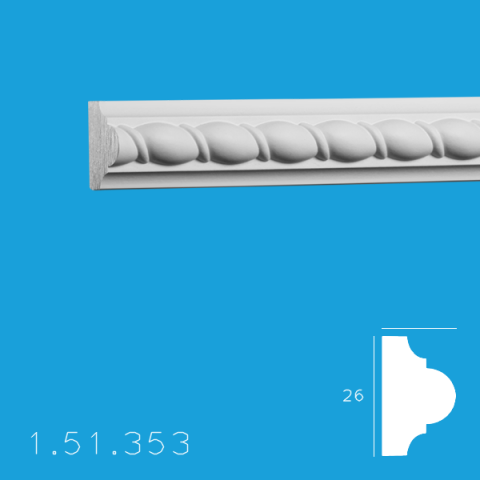 Profile decorative de interior - Brau 1.51.353 Poiluretan Gaudi 26 x 2000 mm