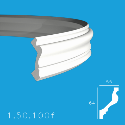 Cornișă 1.50.100 (flexibil) Poliuretan Gaudi 64 x 55 x 2000 mm [0]