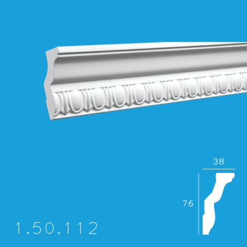 Profile decorative de interior - Cornișă 1.50.112 Poliuretan Gaudi 76 x 38 x 2000 mm