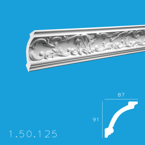 Profile decorative de interior - Cornișă 1.50.125 Poliuretan Gaudi 91 x 87 x 2000 mm
